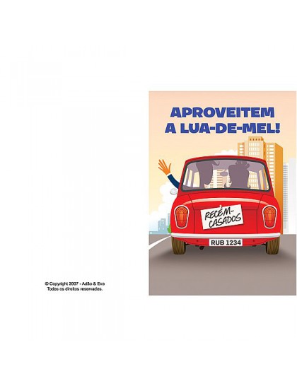 Cartão - Aproveitem a lua-de-mel! Mas não vão quebrar a cama!