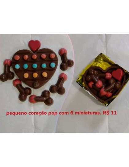 pequeno coração pop com 6 mini pênis