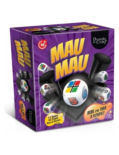 Jogo Mau Mau com 11 Dados e 02 Copos Diversão ao Cubo