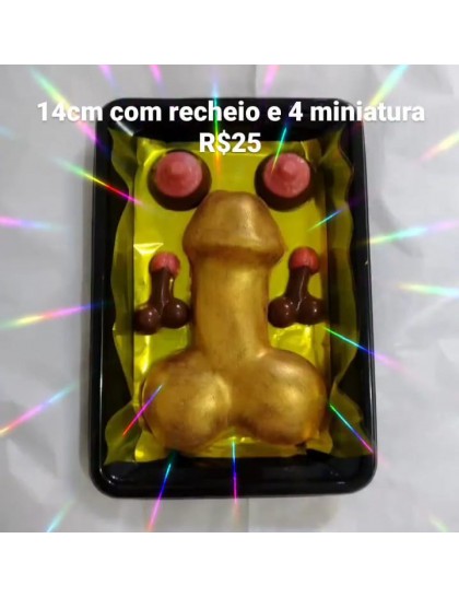 pênis 14cm com recheio e 4 miniaturas
